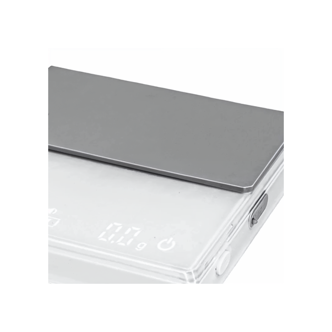 ميزان صغير مع مؤقت باللون الأبيض